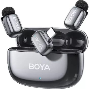 BOYA mini 2-02 Space Gray divu kanālu šautenes kondensatora mikrofons