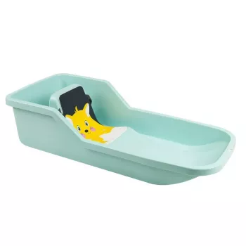 HAMAX Baby Bob Mint Sled 501032 – aukstumizturīgas HDPE bērnu ragavas ar 3 punktu drošības jostu un vilkšanas virvi, līdz 20 kg