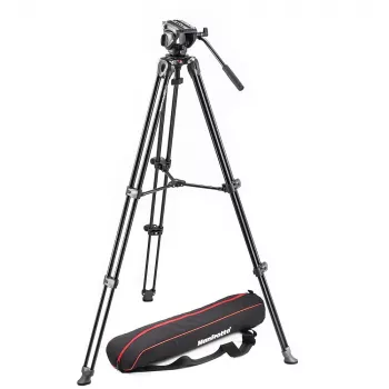 Manfrotto MVK500AM šķidruma video tripode sistēma ar MVH500AH galvu un dubultkājām, 5 kg kravnesība, alumīnijs