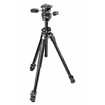 Manfrotto 290 Dual alumīnija 3 sekciju statīvs ar 3-virzienu panoramēšanas/nolieces galvu MK290DUA3-3W