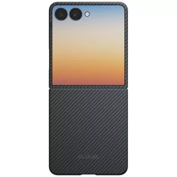 PITAKA Edge Case Samsung Galaxy Z Flip5 – Fusion Weaving melni/pelēka aramīda šķiedras plānā aizsargmaciņa ar MagSafe saderību