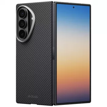 PITAKA Edge Samsung Galaxy Z Fold 8 Ultra aramīda šķiedras aizsargmaciņš – melns/pelēks (Overture Black)