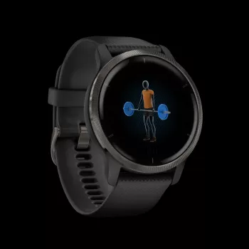Garmin Venu 2 — 45 mm viedpulkstenis ar silikona siksnu — melns