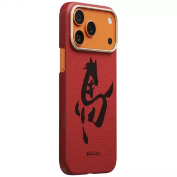 PITAKA Edge Case Ink Horse Painting Apple iPhone 17 Pro – Cinnabar Aramid Fiber aizsargmaciņa ar MagSafe