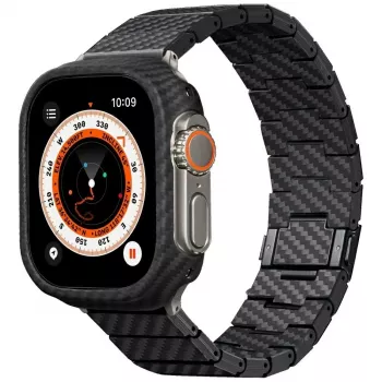 PITAKA Carbon Fiber Modern Watch Band Apple Watch 42/44/45/49mm Melns Pelēks