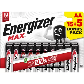 Energizer Max AA sārma baterija LR6 1.5 V, 20 gab. (E303329900)