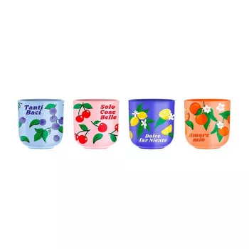 Bialetti Fruit Vibes Keramikas kafijas krūzīšu komplekts, 300 ml, daudzkrāsains, trauku mazgājamās mašīnas un mikroviļņu krāsns drošs