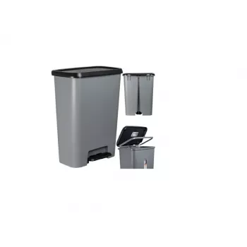 Curver Deco Bin 50L Pedāļu atkritumu tvertne, tumši pelēks korpuss ar melnu vāku un pedāli