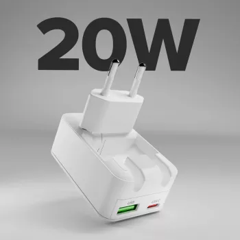 SBS TETRGANUSBTCFOLD20W 20W GaN USB-C salokāms sienas lādētājs balts