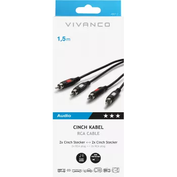 Vivanco audio kabelis 2xRCA – 2xRCA 1.5 m (VVA2RCA15MMK)