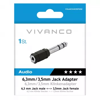 Vivanco VVAJACKAD35F63M 3.5mm ligzda uz 6.35mm kontaktdakšu stereo adapteris