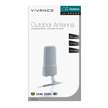 Vivanco VVANOUT42DBG āra aktīvā antena DAB/DAB+ un DVB-T/DVB-T2, 42 dB pastiprinājums, F-savienotājs, melna/pelēka