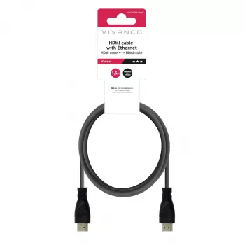 Vivanco VVVOXHDMI15MMK High Speed HDMI kabelis ar Ethernet 1,5m Melns