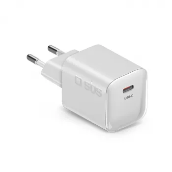 SBS 20W USB-C PD sienas lādētājs - balts