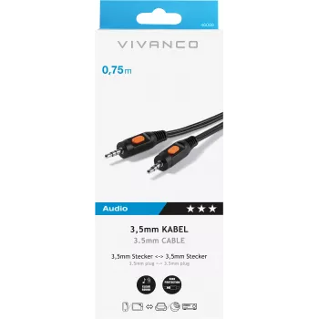 Vivanco audio kabelis 3.5 mm–3.5 mm 0.75 m (VVAJACK07MMK)