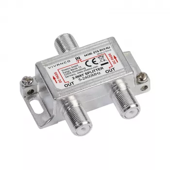 Vivanco VVSATSPLIT1IN2OUT satelīta sadalītājs 1 ieeja 2 izejas 5-2400 MHz F-Connector