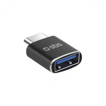 SBS USB-C uz USB-A adapteris, USB 3.0, 5Gbps, OTG, 3A uzlāde, alumīnijs, melns