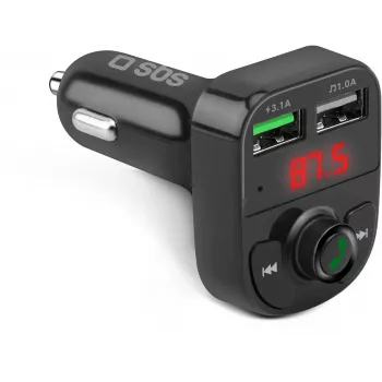 SBS TECARFM2USB Bluetooth FM raidītājs ar brīvroku sarunām un diviem USB lādētājiem