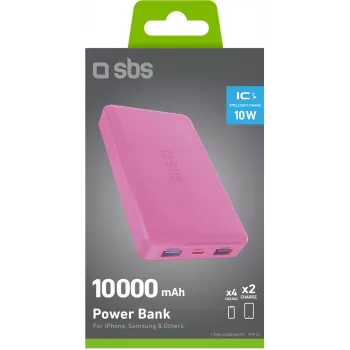 SBS TTBB10000FASTP 10000mAh ārējais akumulators, rozā