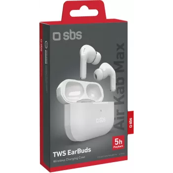 SBS Air Kab Max TWS austiņas ar bezvadu lādēšanas futrāli, baltas (TEEARTWSPMAXBTW)