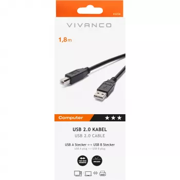 USB A–B kabelis Vivanco 1.8 m (VVIT31USBAB18MMK)