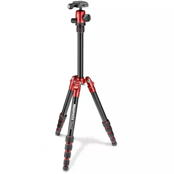 Manfrotto Element Traveller 5 sekciju alumīnija statīvs ar lodveida galvu, sarkans
