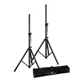 Soundsation SPST-SET70 BK Skaļruņu statīvu komplekts — statīvu pāris ar transportēšanas somu, 1000–1800mm augstums, 50kg slodze, 35mm stienis, melns