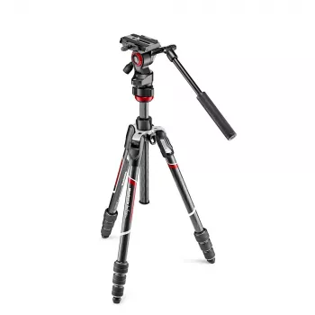 Manfrotto MVKBFRTC-LIVE oglekļa šķiedras video tripodu komplekts ar Befree Live šķidruma galvu