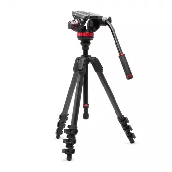 Manfrotto 055 oglekļa šķiedras video tripode sistēma ar 502AH šķidruma galvu