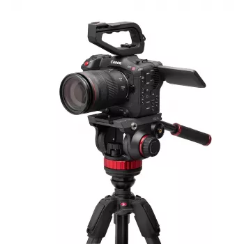 Manfrotto 055 oglekļa šķiedras video tripode sistēma ar 502AH šķidruma galvu