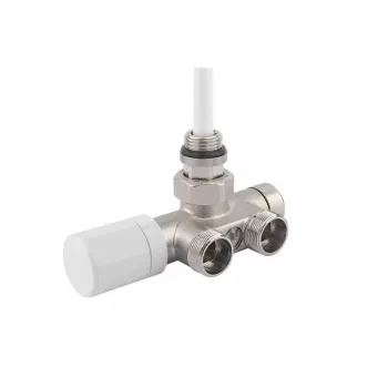 Giacomini V81112Q Termostatiskā radiatora vārsta korpuss 1/2 inch x 3/4 inch Eurokonus, leņķa versija, niķelēts misiņš
