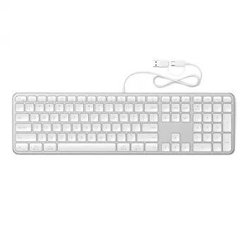 Satechi Slim LX3 vadu tastatūra ar apgaismojumu un ciparu bloku, USB-C/USB-A, Mac/Windows pārslēgs, sudraba