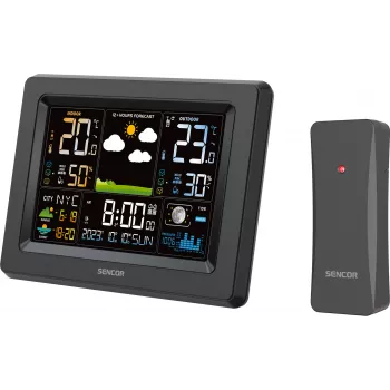 Sencor SWS 4500 Laika stacija melnā krāsā / krāsains LCD ekrāns / bezvadu sensors
