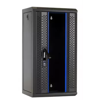 DSIT DS10-3312 12U 10 inch sienas servera skapis ar stikla durvīm, 312x310x618 mm, melns