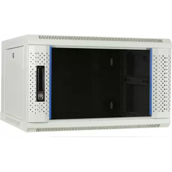 DSIT DS6406W 6U sienas servera skapis ar stikla durvīm, balts, 600 x 450 x 367 mm