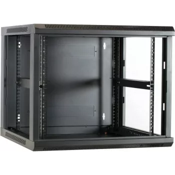 DSIT DS6609 9U sienas servera skapis ar stikla durvīm, 600x600x501 mm, melns