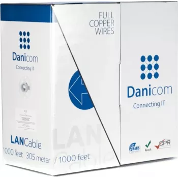 DSIT DANICOM CAT5e FTP tīkla kabelis 305m ciets serdenis PVC Dca ekranēts 100% varš