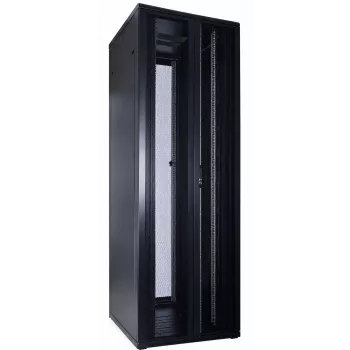 DSIT 47U 19 collu servera skapis ar perforētām dubultdurvīm priekšā un aizmugurē, 800x1000x2250 mm, melns