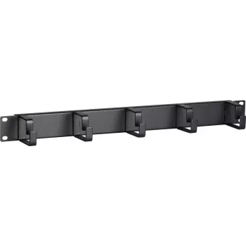 DSIT DS-1904 19 inch 1U plaukta kabeļu pārvaldības panelis ar 5 metāla āķiem, melns