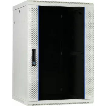 DSIT 18U sienas servera skapis ar stikla durvīm, 600x600x900 mm, balts