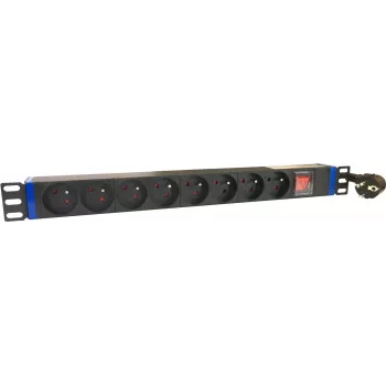 DSIT DS-8PDU-PE 19 inch plaukta PDU, 8 Schuko kontaktligzdas, 16A, 2m vads, melns