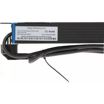 DSIT DS-8PDU-PE 19 inch plaukta PDU, 8 Schuko kontaktligzdas, 16A, 2m vads, melns