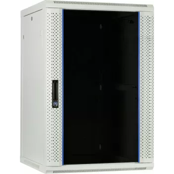 DSIT 27U sienas servera skapis ar stikla durvīm, 600 x 600 x 1300 mm, balts