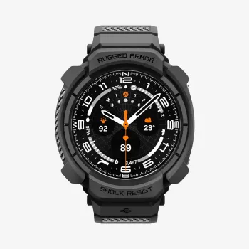 Spigen Rugged Armor PRO Samsung Galaxy Watch Ultra 2 2026 (47 mm) aizsargmaciņa un siksna, matēti melna