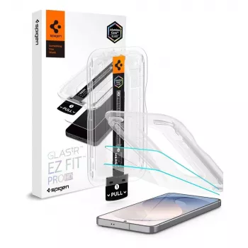 Spigen Glas.tR EZ Fit Pro AC 2-Pack rūdīta stikla ekrāna aizsargs Samsung Galaxy S26 FE - dzidrs, 9H cietība, automātiskās uzlikšanas trauks