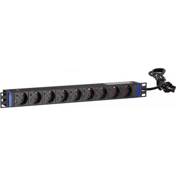 DSIT DS-9PDU 19 inch plaukta strāvas sadales bloks - 9 Schuko ligzdas, 16A, 1U, melns