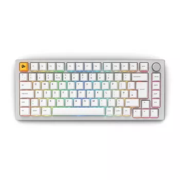 Glorious GMMK Pro 75% iepriekš samontēta mehāniskā tastatūra, ISO UK izkārtojums, White Ice, Glorious Fox Linear slēdži
