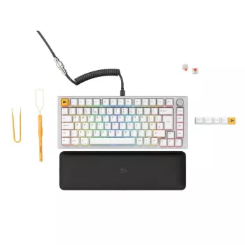 Glorious GMMK Pro 75% iepriekš samontēta mehāniskā tastatūra, ISO UK izkārtojums, White Ice, Glorious Fox Linear slēdži