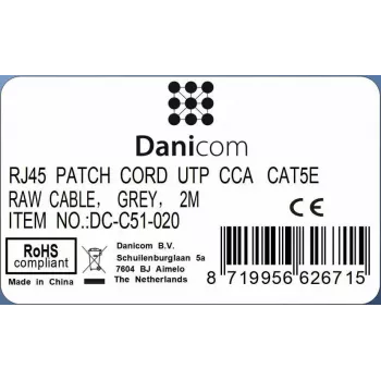 DSIT CAT 5e U/UTP tīkla kabelis, 2m, pelēks, CCA