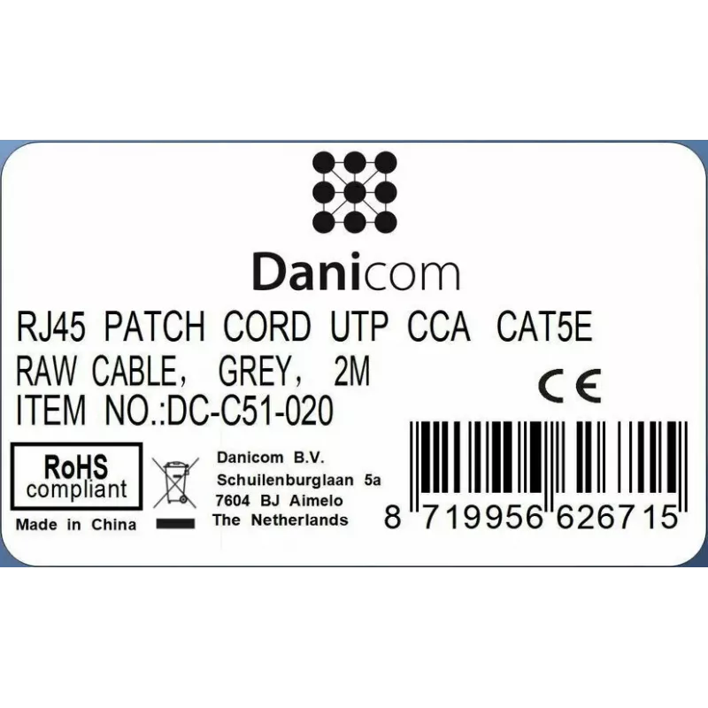 DSIT CAT 5e U/UTP tīkla kabelis, 2m, pelēks, CCA
